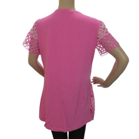 Isaac Mizrahi Pink Eyelet Tunic Top - Picture 6 of 7